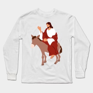 jesus riding donkey Long Sleeve T-Shirt